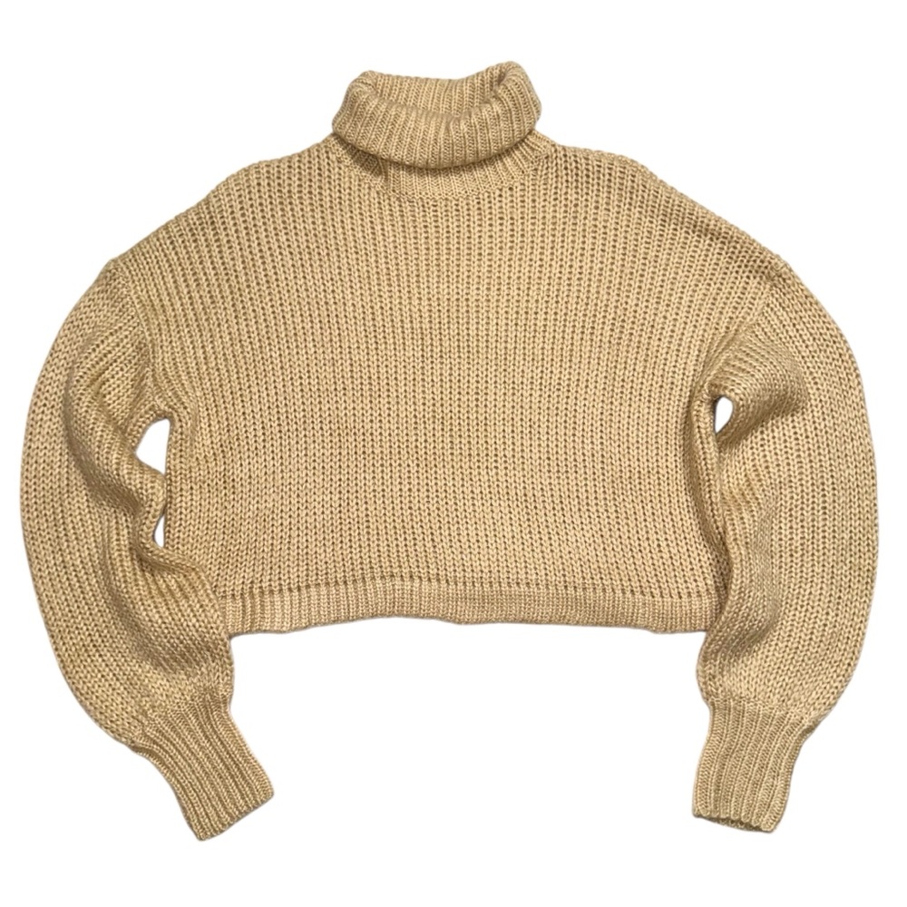 NWT Mable Anthropologie Chunky Knit Turtleneck Cropped Sweater Oversized Large